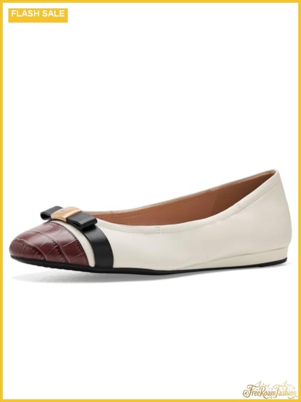 Leather Bow Ballet Flats Cushioned Comfort